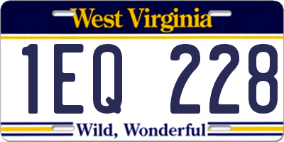 WV license plate 1EQ228