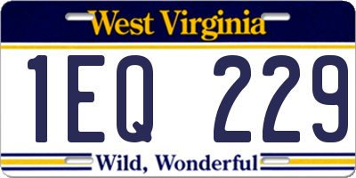WV license plate 1EQ229