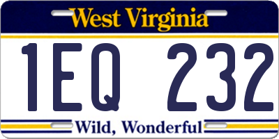WV license plate 1EQ232