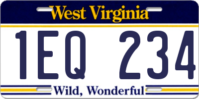 WV license plate 1EQ234