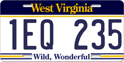 WV license plate 1EQ235