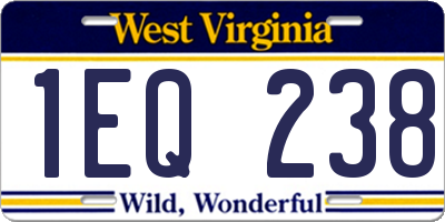 WV license plate 1EQ238