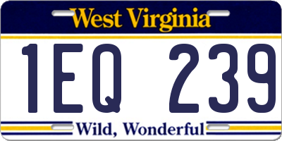 WV license plate 1EQ239