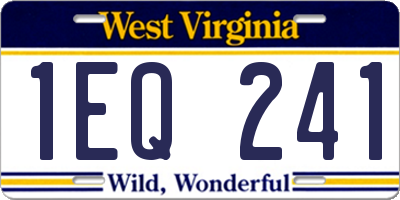 WV license plate 1EQ241