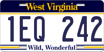 WV license plate 1EQ242