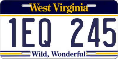 WV license plate 1EQ245