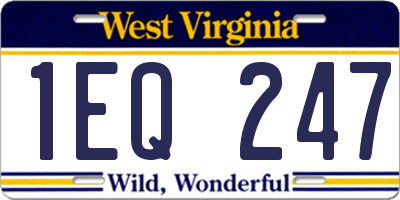 WV license plate 1EQ247