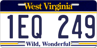 WV license plate 1EQ249