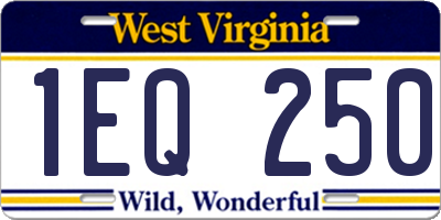 WV license plate 1EQ250