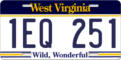 WV license plate 1EQ251