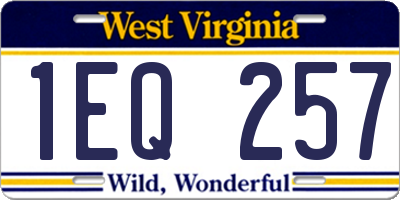 WV license plate 1EQ257