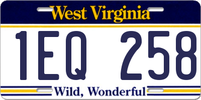 WV license plate 1EQ258