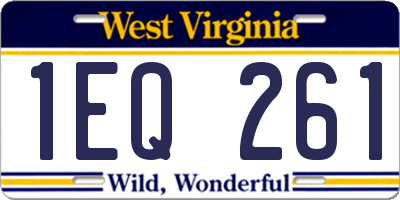 WV license plate 1EQ261