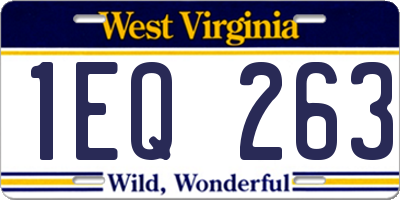 WV license plate 1EQ263