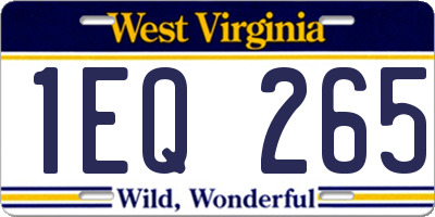 WV license plate 1EQ265