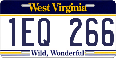 WV license plate 1EQ266