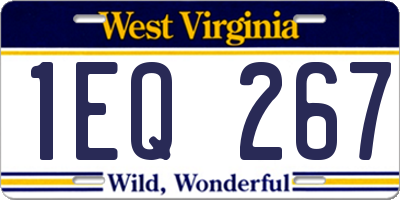 WV license plate 1EQ267