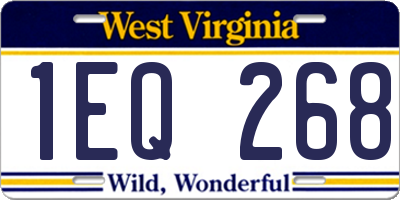 WV license plate 1EQ268