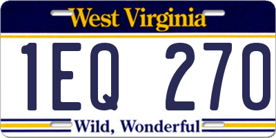 WV license plate 1EQ270