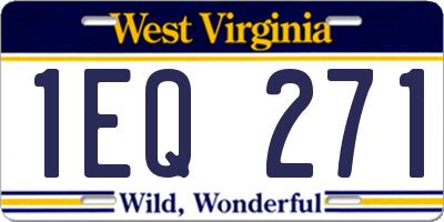 WV license plate 1EQ271