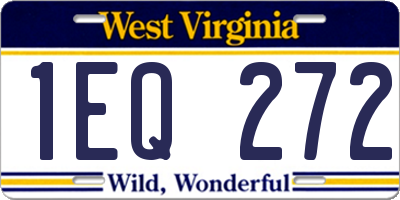 WV license plate 1EQ272