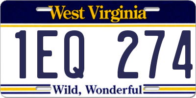 WV license plate 1EQ274