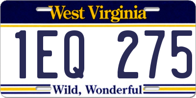 WV license plate 1EQ275