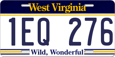 WV license plate 1EQ276