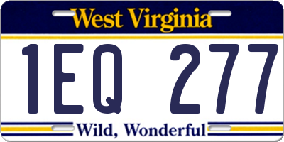 WV license plate 1EQ277