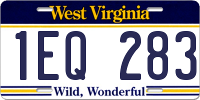 WV license plate 1EQ283