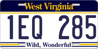 WV license plate 1EQ285