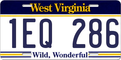 WV license plate 1EQ286