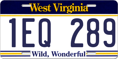 WV license plate 1EQ289