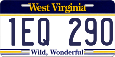 WV license plate 1EQ290