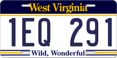 WV license plate 1EQ291