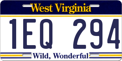 WV license plate 1EQ294
