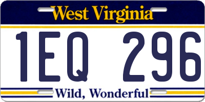 WV license plate 1EQ296