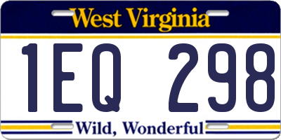 WV license plate 1EQ298