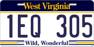 WV license plate 1EQ305