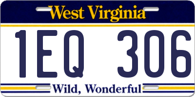WV license plate 1EQ306