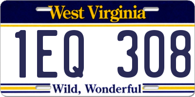 WV license plate 1EQ308