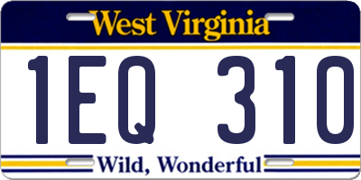WV license plate 1EQ310