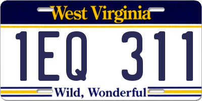WV license plate 1EQ311