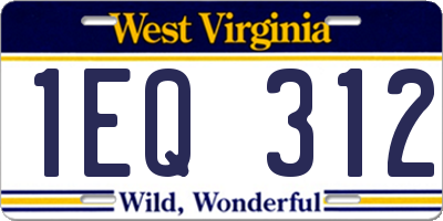 WV license plate 1EQ312