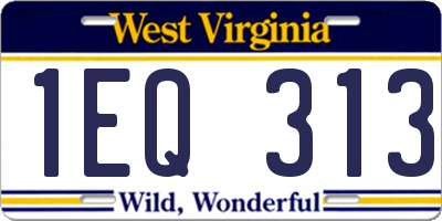 WV license plate 1EQ313