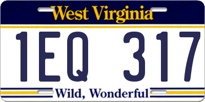 WV license plate 1EQ317