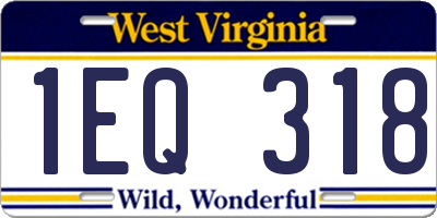 WV license plate 1EQ318