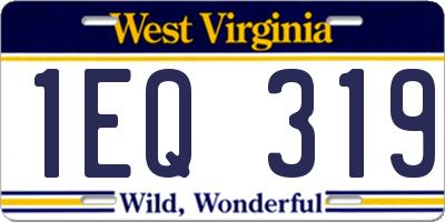 WV license plate 1EQ319
