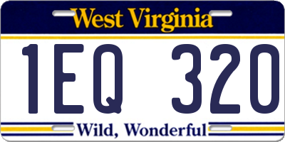 WV license plate 1EQ320