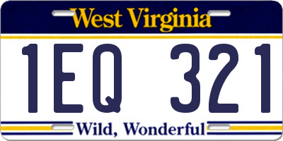 WV license plate 1EQ321